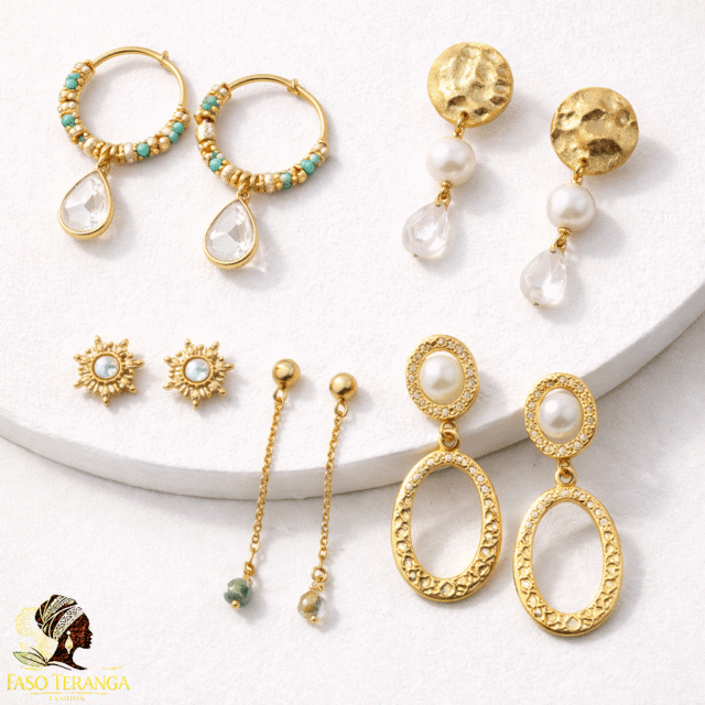 Boucles d’oreilles Afro Chic – Créoles, Pendantes & Puces Dorées