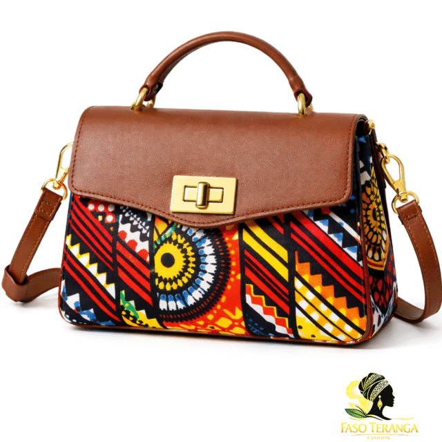 Sac à main afro-chic en cuir et wax